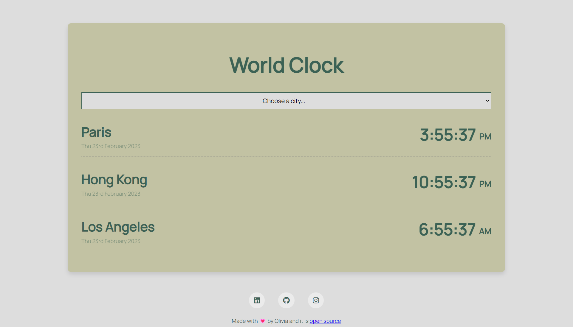 World Clock Page